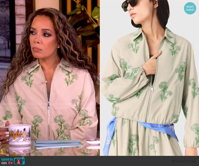 Maje Beaded technical jacket worn by Sunny Hostin on The View
