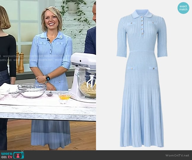Maje Rib Knit Midi Dress in Blue Sky worn by Dylan Dreyer on Today
