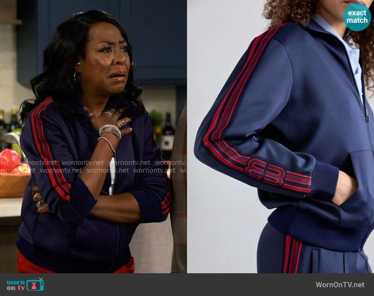 Maje Tolympim Track Jacket worn by Tina Butler (Tichina Arnold) on The Neighborhood
