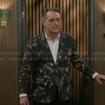 Joey’s black and white printed jacket on Beyond the Gates