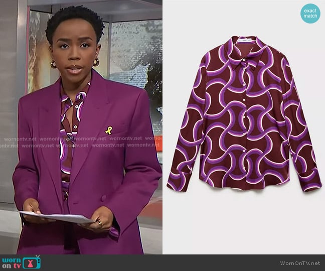 Mango Abstract Print Shirt worn by Zinhle Essamuah on NBC News Daily