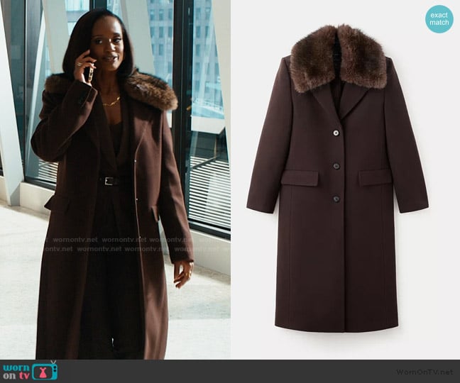 Mango Fur Collar Wool Coat worn by Olympia (Skye P. Marshall) on Matlock