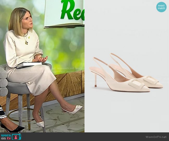 Mango Patent Heeled Shoes in Ecru worn by Jenna Bush Hager on Today