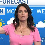 Maria’s pink square neck dress on Today