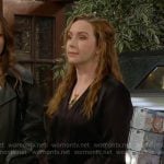 Mariah’s black v-neck blouse on The Young and the Restless