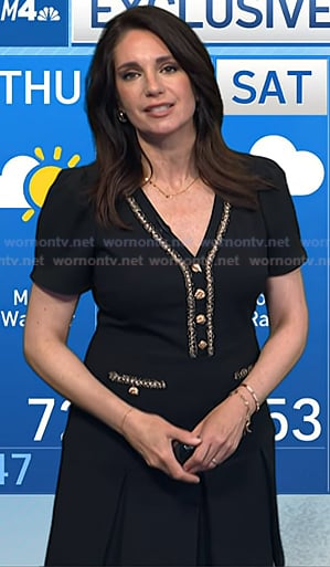 Maria's black v-neck pleated dress on Today