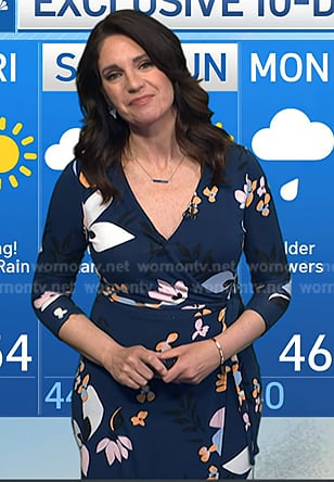 Maria’s navy floral wrap dress on Today