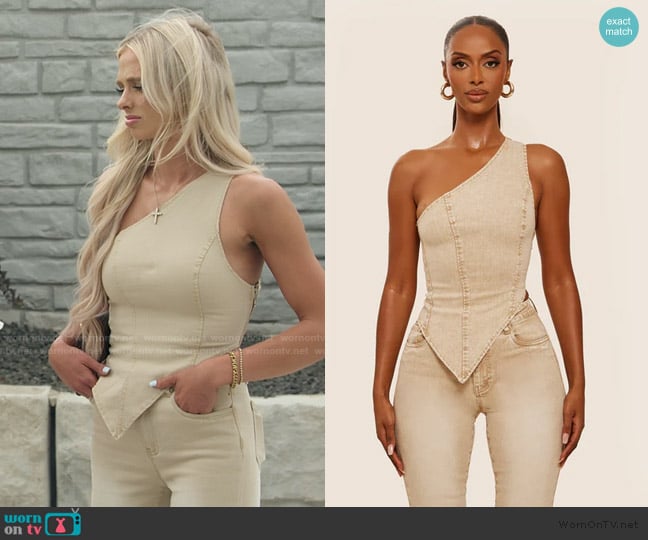 Mars the Label The Cindy Top in Brown Wash worn by Miranda McWhorter on The Secret Lives of Mormon Wives