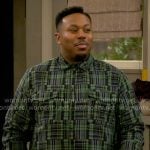 Marty’s green patchwork plaid shirt on The Neighborhood