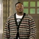 Marty’s multi color check cardigan on The Neighborhood