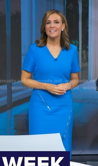 Mary’s blue zip- trim sheath dress on Good Morning America
