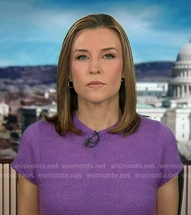 Mary’s purple short sleeve sweater on Good Morning America