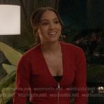 May’s red v-neck zip front top on 9-1-1