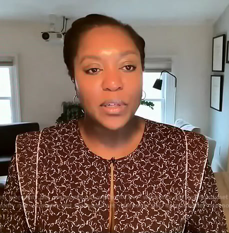 Maya Feller's burgundy print mini dress on Good Morning America