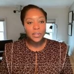 Maya Feller’s burgundy print mini dress on Good Morning America