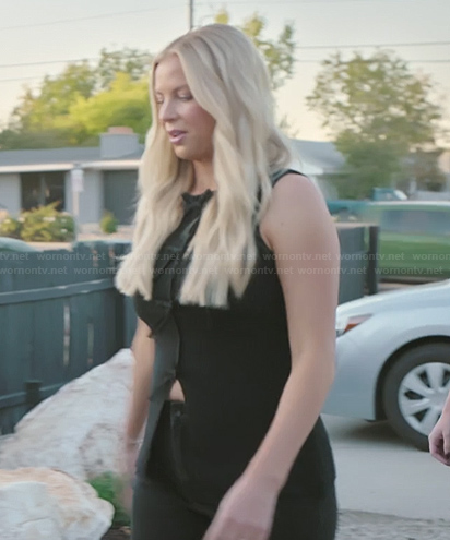 Mayci's black bow front vest on The Secret Lives of Mormon Wives