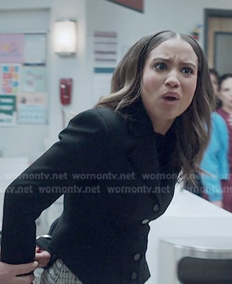 May’s black cropped blazer on 9-1-1