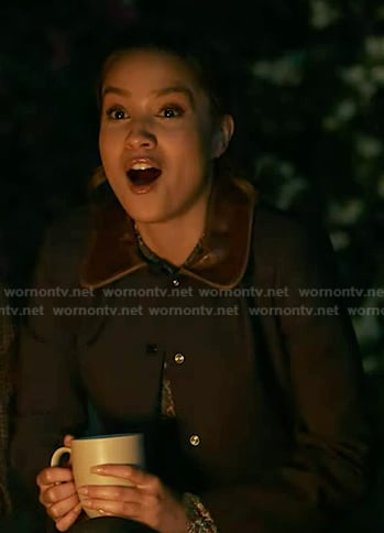 May's plaid shirt and navy leather collar jacket on 9-1-1