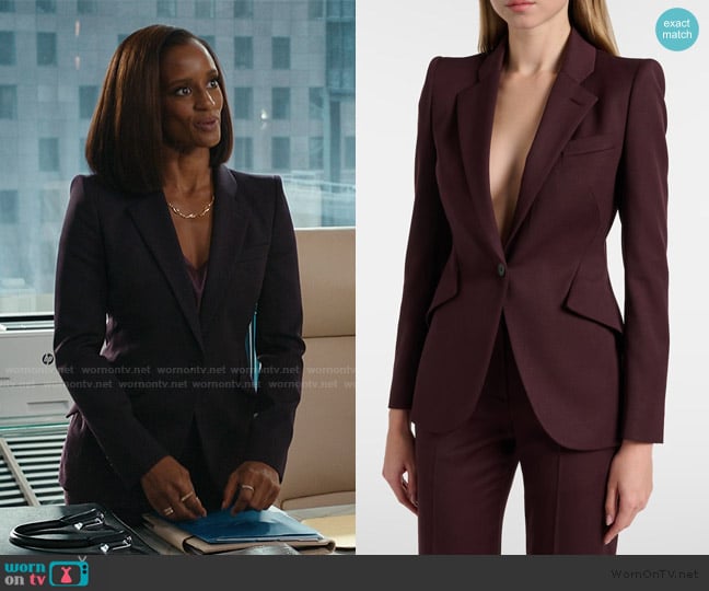 McQueen Wool grain de poudre blazer worn by Olympia (Skye P. Marshall) on Matlock