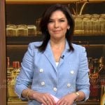 Meg Oliver's light blue blazer with white buttons on CBS Mornings
