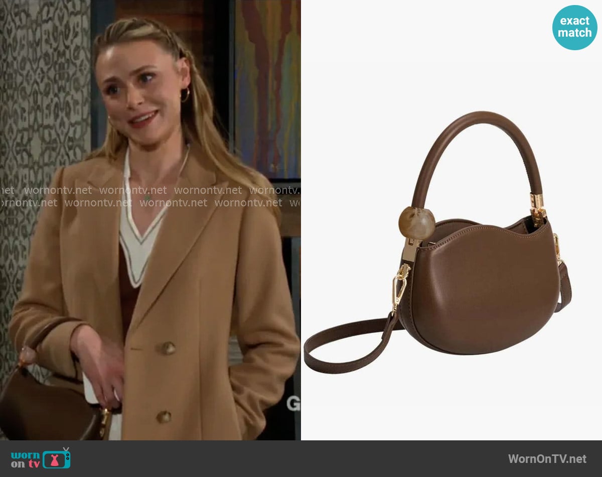 Melie Bianco Jennie Bag in Chocolate worn by Claire Grace (Hayley Erin) on The Young and the Restless