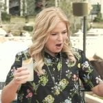 Melissa Peterman’s black floral dress on Access Hollywood