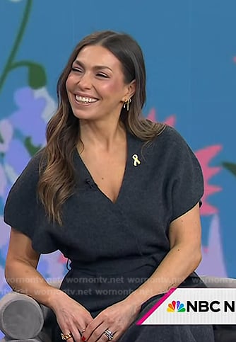 Melissa’s grey knit wrap top and skirt on Today