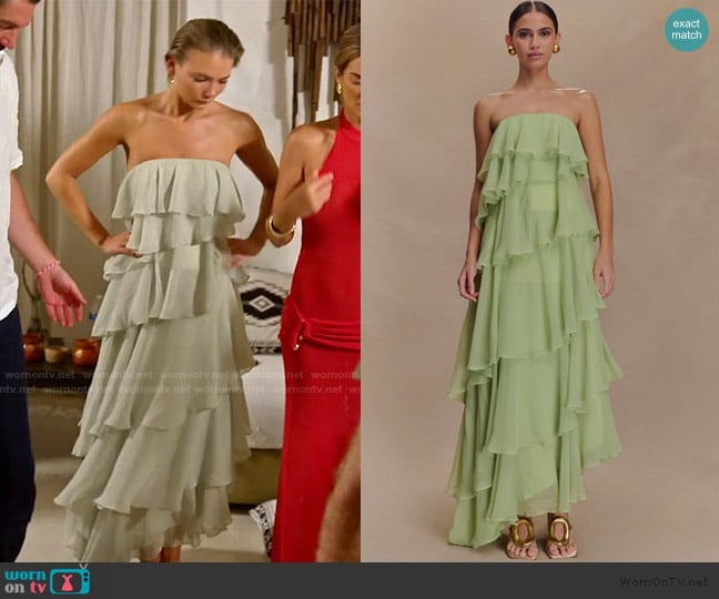 Charley’s mint strapless ruffle dress on Southern Charm