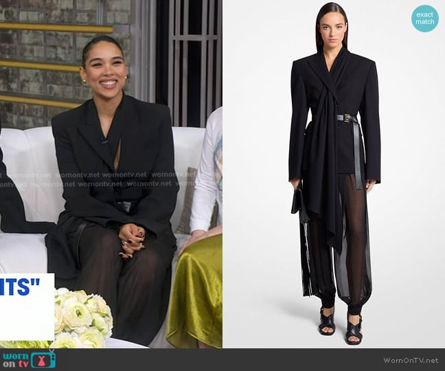 Alexandra Shipp’s black draped blazer on GMA