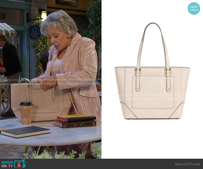MICHAEL Michael Kors Aria Large Leather Tote worn by Julie Olson Williams (Susan Seaforth Hayes) on Days of our Lives