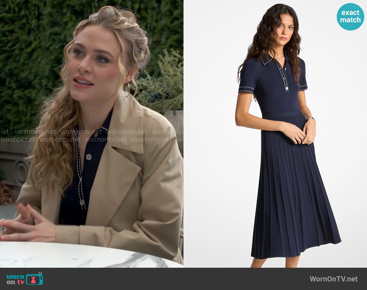 MICHAEL Michael Kors Stretch Knit Polo Midi Dress worn by Claire Grace (Hayley Erin) on The Young and the Restless