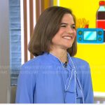 Michaeleen Doucleff's blue tie-neck blouse on CBS Mornings