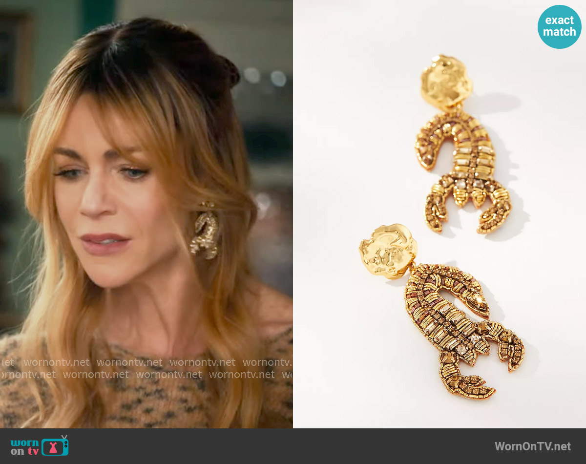 Mignonne Gavigan Scorpion Drop Earrings worn by Morgan Gillory (Kaitlin Olson) on High Potential