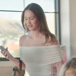 Mikayla’s white off shoulder top on The Secret Lives of Mormon Wives