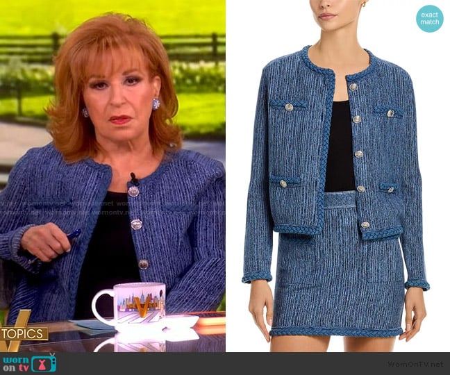 Milly Shayne Boxy Braid-Trim Jacket worn by Joy Behar on The View
