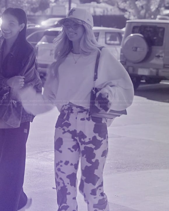 Miranda's cow print pants on The Secret Lives of Mormon Wives
