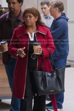 Miranda's red zip coat on Greys Anatomy