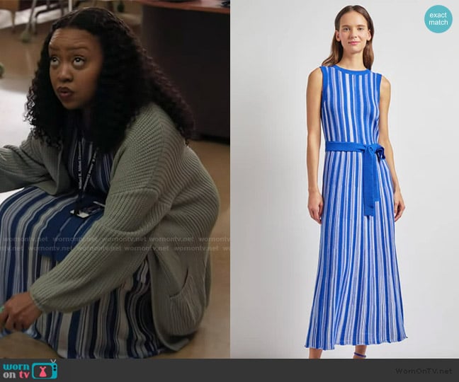 Misook Sleeveless Soft Ribbed Knit Belted Maxi Dress worn by Janine Teagues (Quinta Brunson) on Abbott Elementary