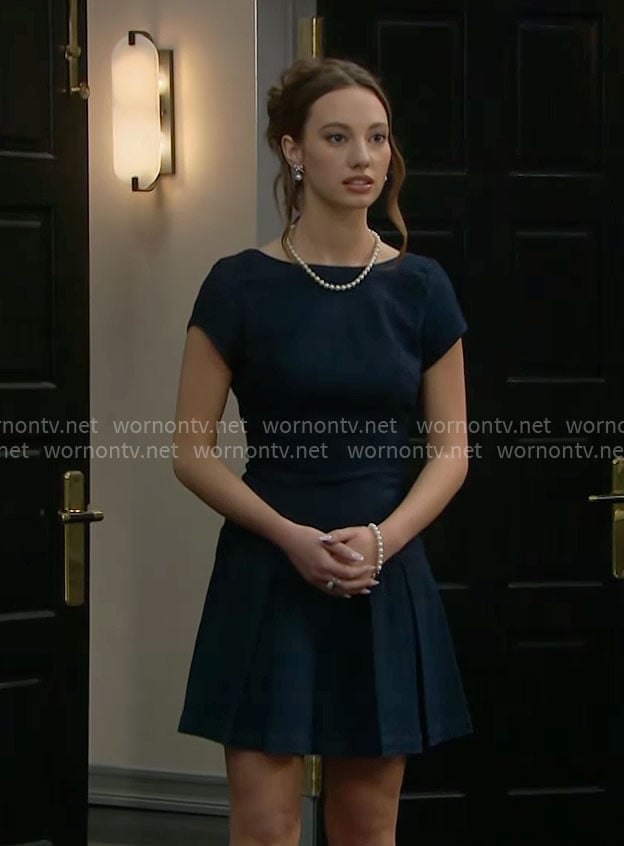 Miss Dylan's pleated denim mini dress on The Bold and the Beautiful