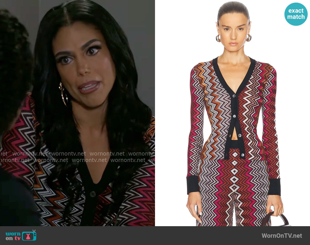 Missoni Buttoned Cardigan worn by Dani Dupree (Karla Mosley) on Beyond the Gates