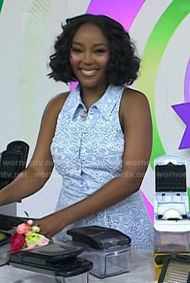 Mkho’s blue sleeveless lace dress on Today