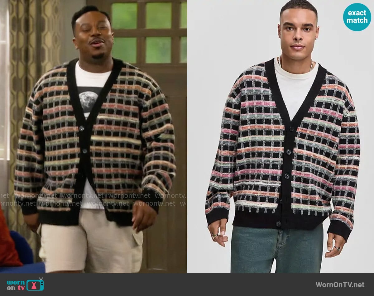 Marty’s multi color check cardigan on The Neighborhood Marty’s multi color check cardigan on The Neighborhood