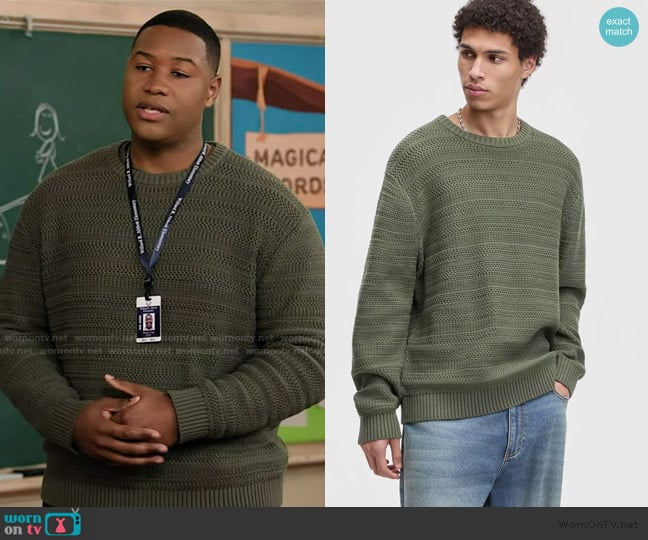 Mode of One Relaxed-Fit Textured Sweater worn by Dominic (Luke Tennie) on Abbott Elementary