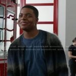 Harry’s blue stirpe mohair zip cardigan on 9-1-1