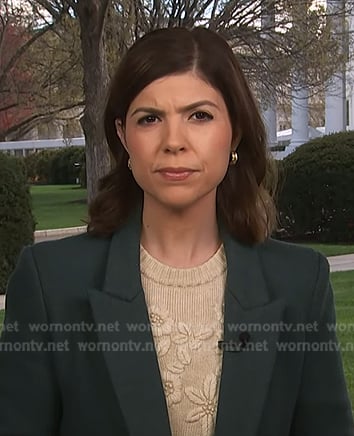 Monica’s beige floral sweater on NBC News Daily