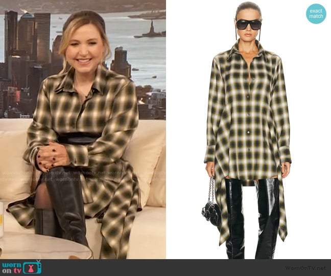 Monse Cascade Front Shirt Dress worn by Taylor Tomlinson on The Drew Barrymore Show