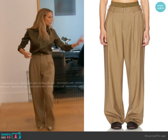 Monse Double Waistband Pants in Dark Khaki worn by Dorit Kemsley on The Real Housewives of Beverly Hills