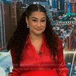 Morgan’s red chain print satin shirt on NBC News Daily