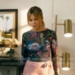 Morgan’s rose print mesh top and pink leather skirt on High Potential