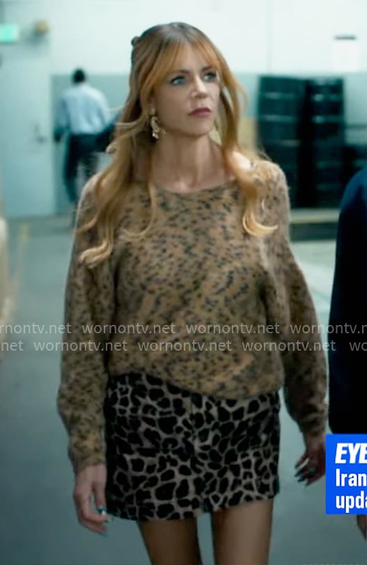 Morgan's leopard print sweater and mini skirt on High Potential